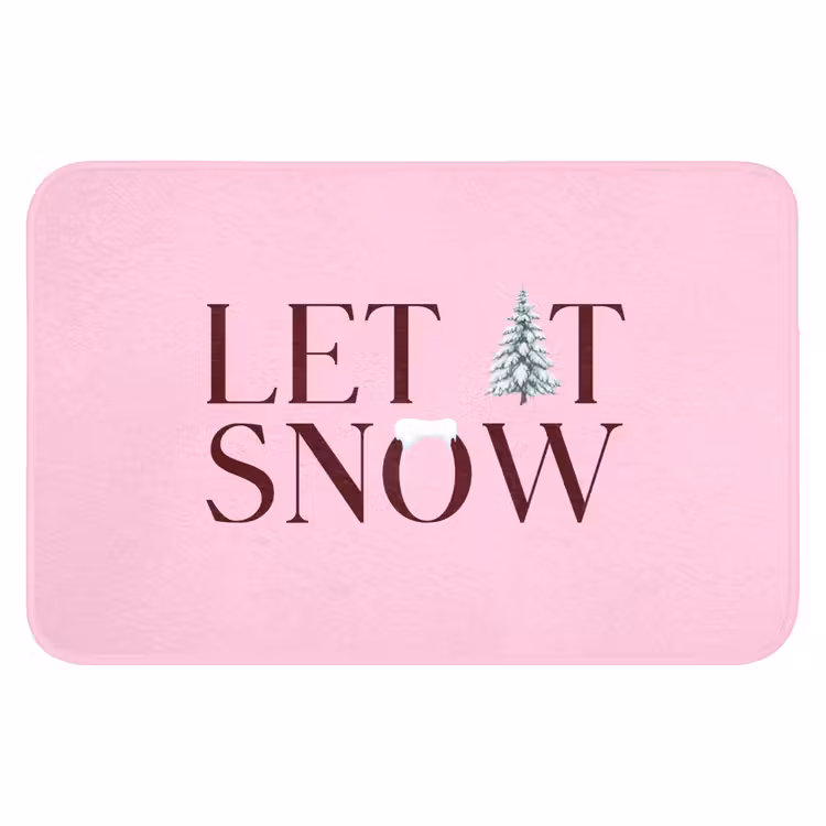 Badmat - Kerst - Tekst - Sneeuw - Roze — 1