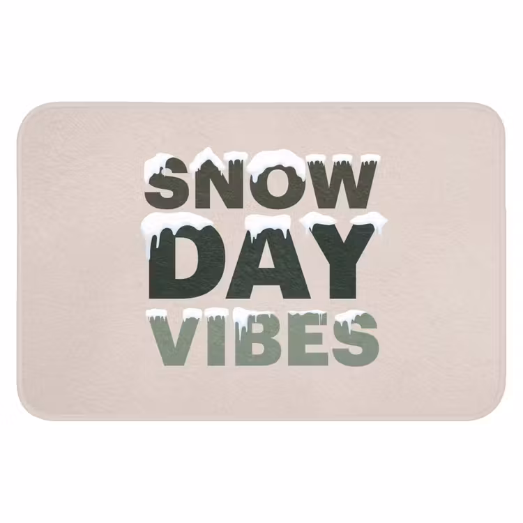 Badmat - Sneeuw - Tekst - Kerst - Beige — 1