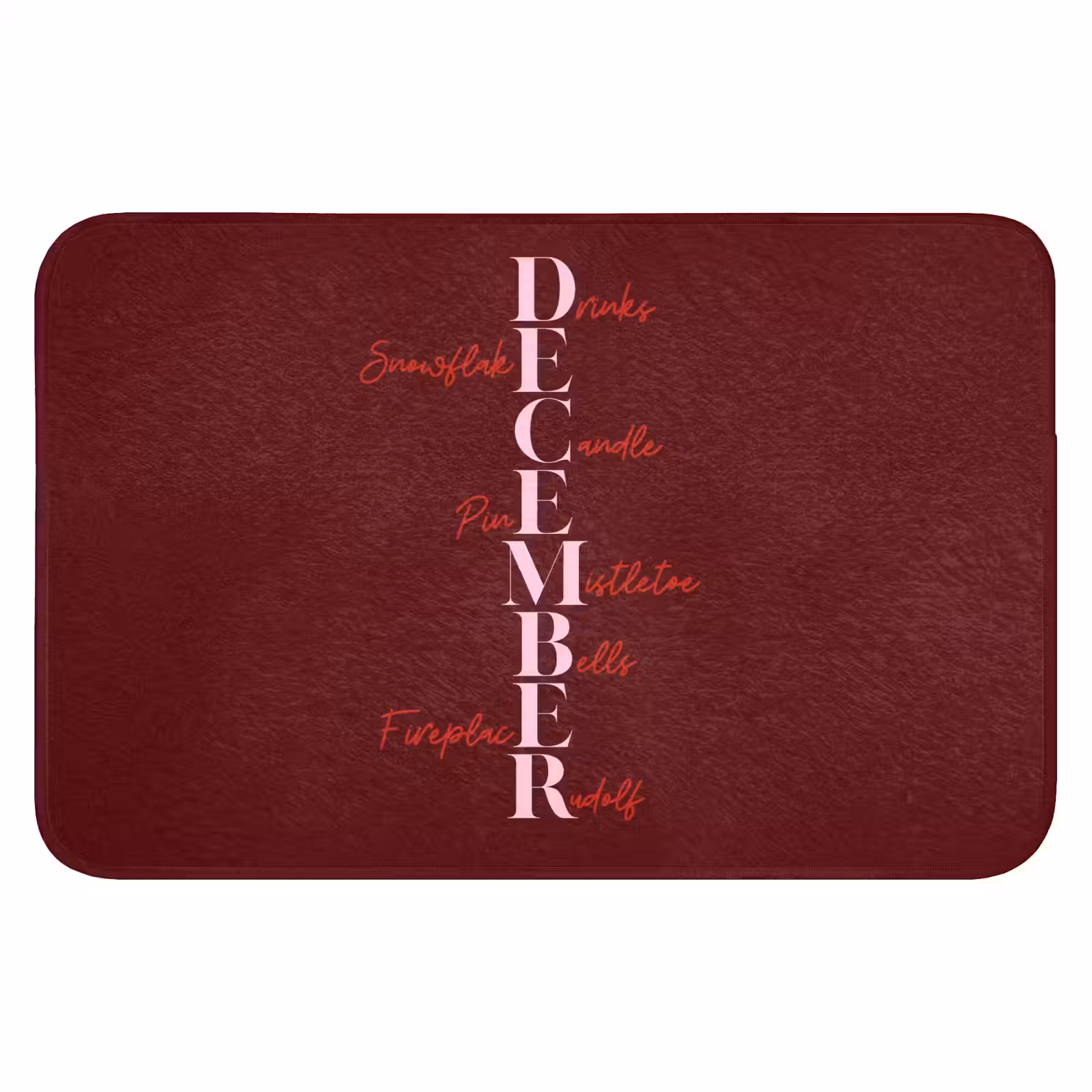 Badmat - December - Tekst - Kerst - Burgundy — 1