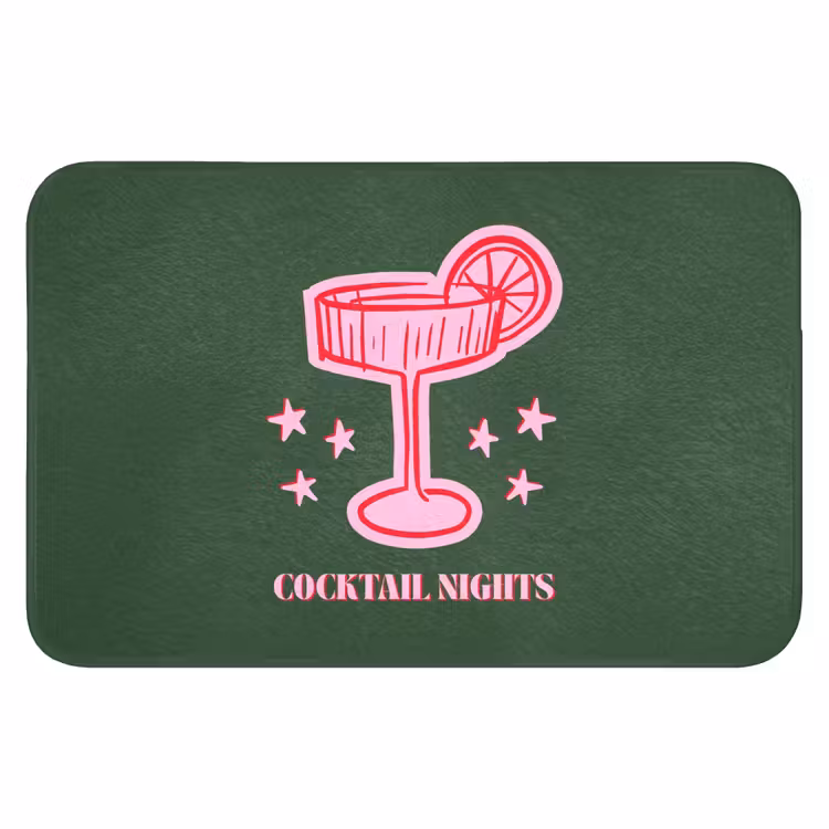 Badmat - Cocktail - Kerst - Roze - Groen — 1