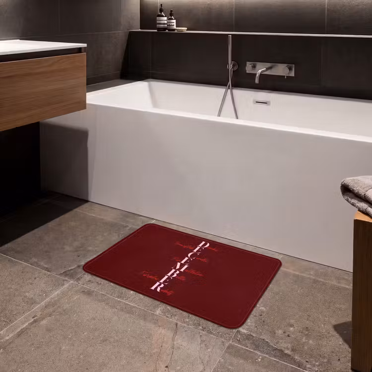 Badmat - December - Tekst - Kerst - Burgundy — 4