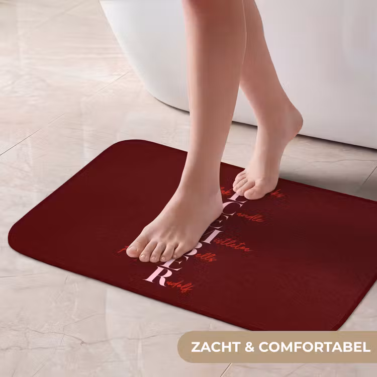 Badmat - December - Tekst - Kerst - Burgundy — 5