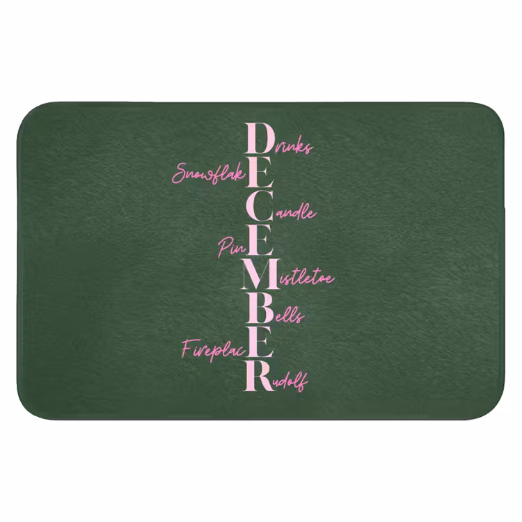 Badmat - December - Tekst - Kerst - Groen — 1
