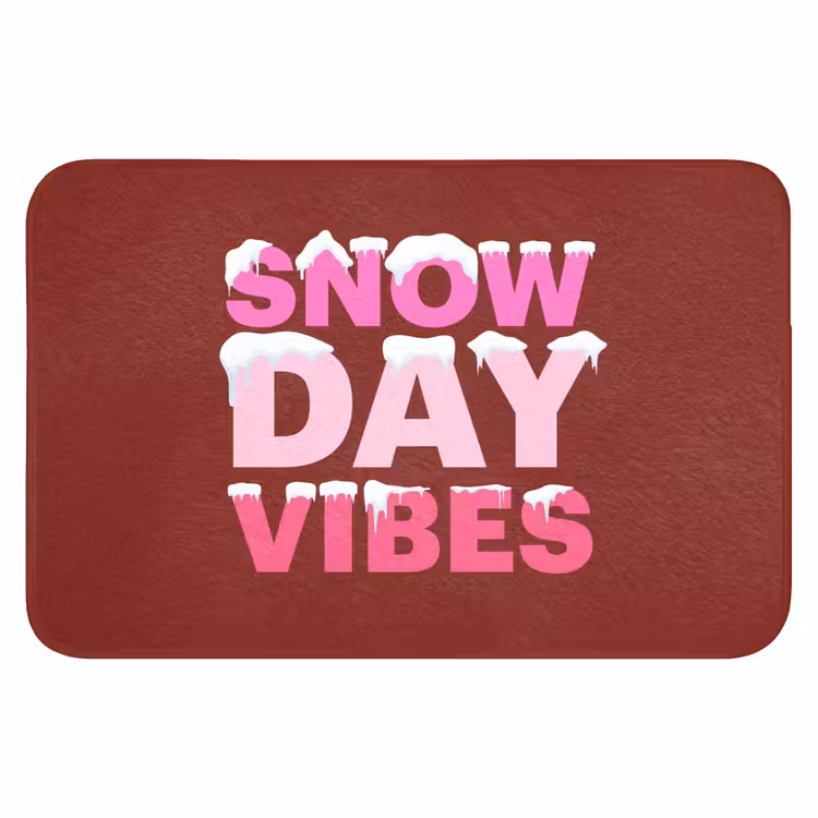 Badmat - Kerst - Tekst - Sneeuw - Rood - Roze — 1