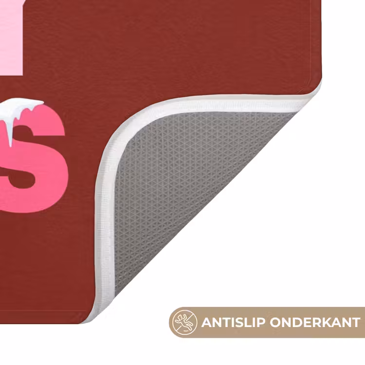 Badmat - Kerst - Tekst - Sneeuw - Rood - Roze — 3
