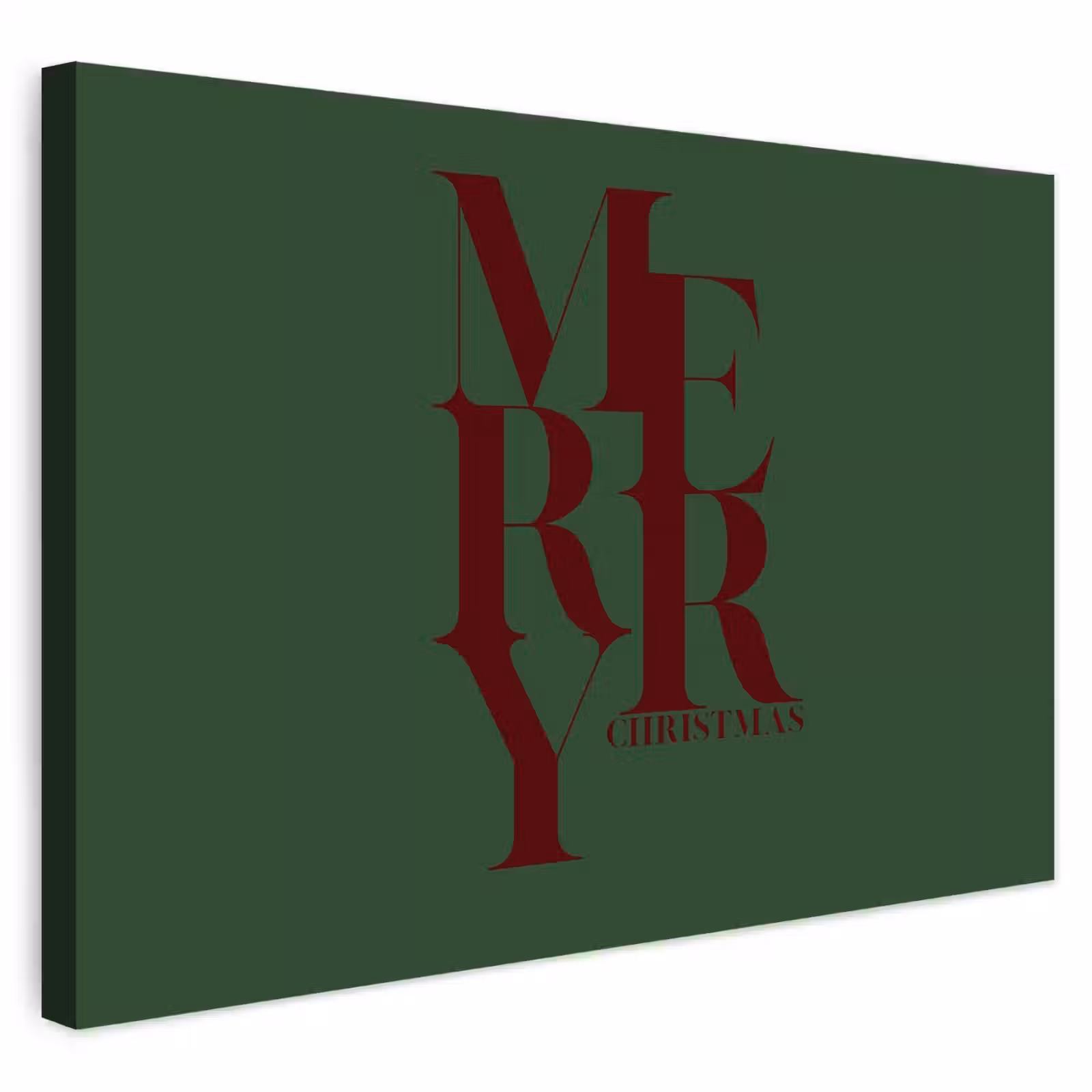 Buiten canvas - Merry - Tekst - Groen - Kerst — 1