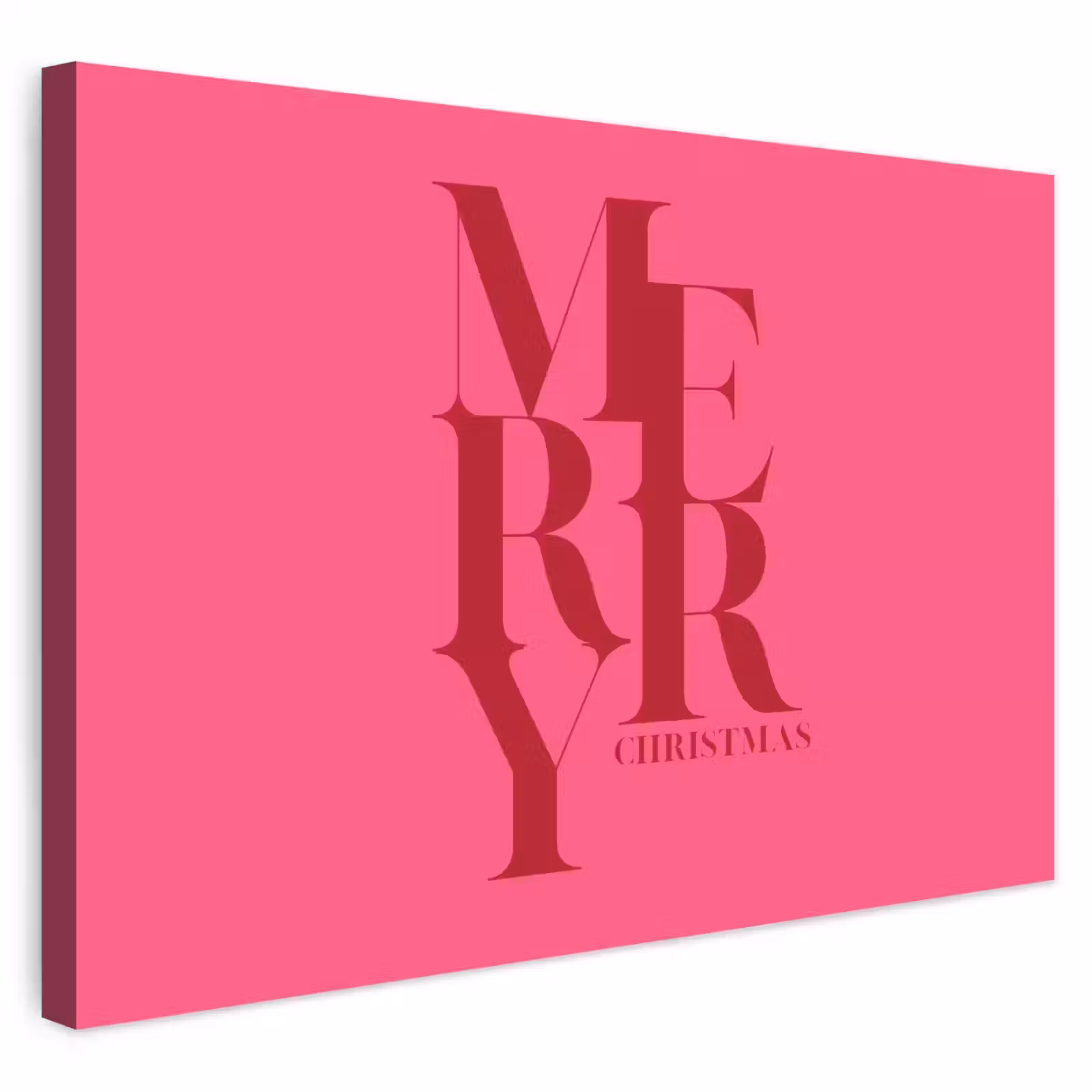 Buiten canvas - Merry - Tekst - Kerst - Roze — 1