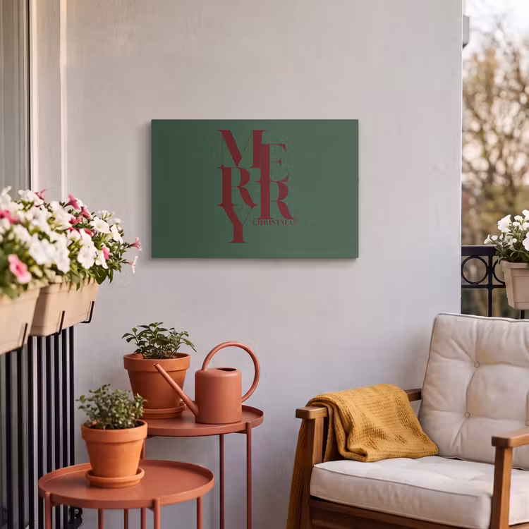 Buiten canvas - Merry - Tekst - Groen - Kerst — 3