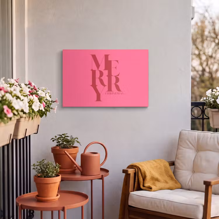 Buiten canvas - Merry - Tekst - Kerst - Roze — 3