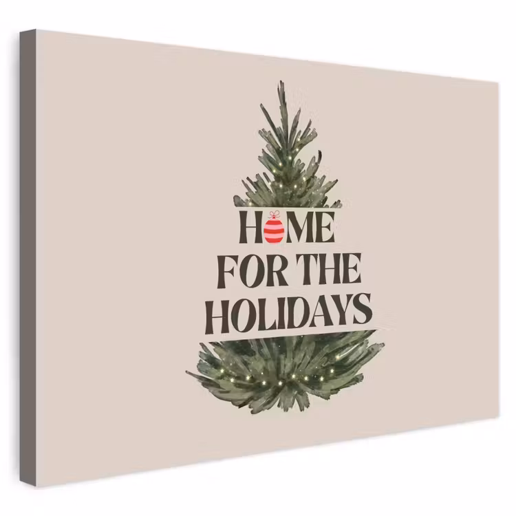 Buiten canvas - Kerst - Tekst - Kerstboom - Beige — 1