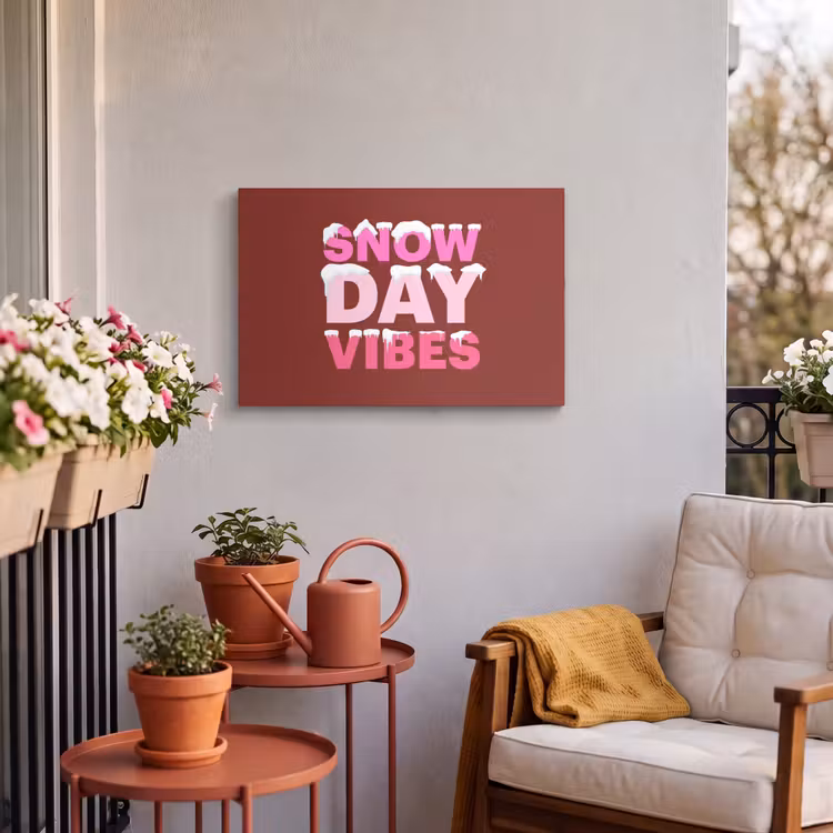 Buiten canvas - Kerst - Tekst - Sneeuw - Rood - Roze — 3