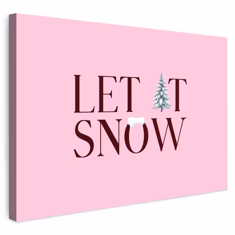 Buiten canvas - Kerst - Tekst - Sneeuw - Roze — 1