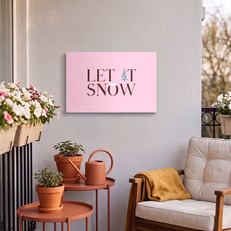 Buiten canvas - Kerst - Tekst - Sneeuw - Roze — 3