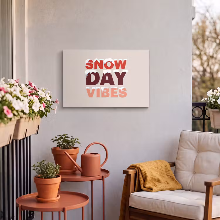 Buiten canvas - Sneeuw - Kerst - Tekst - Rood — 3