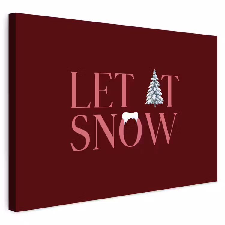 Buiten canvas - Tekst - Kerst - Sneeuw - Roze — 1