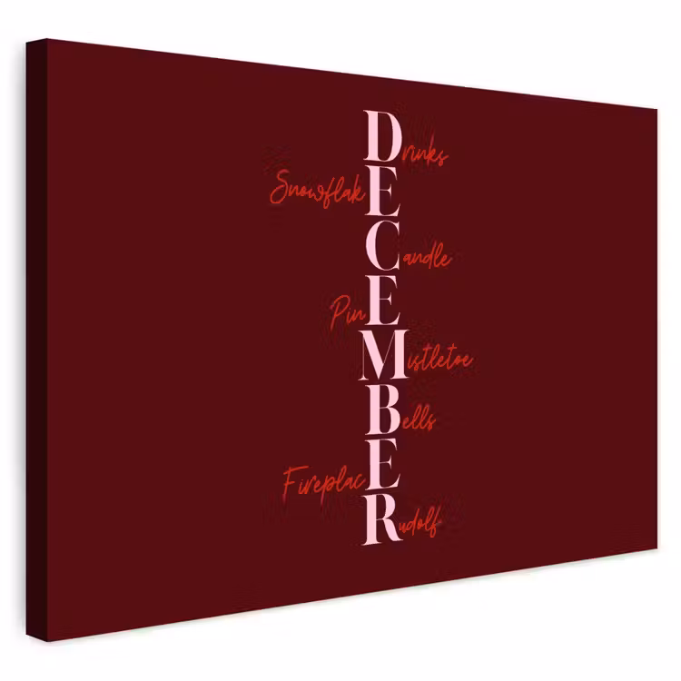 Buiten canvas - December - Tekst - Kerst - Burgundy — 1