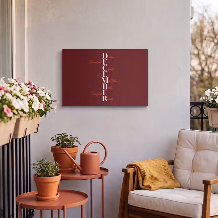 Buiten canvas - December - Tekst - Kerst - Burgundy — 3