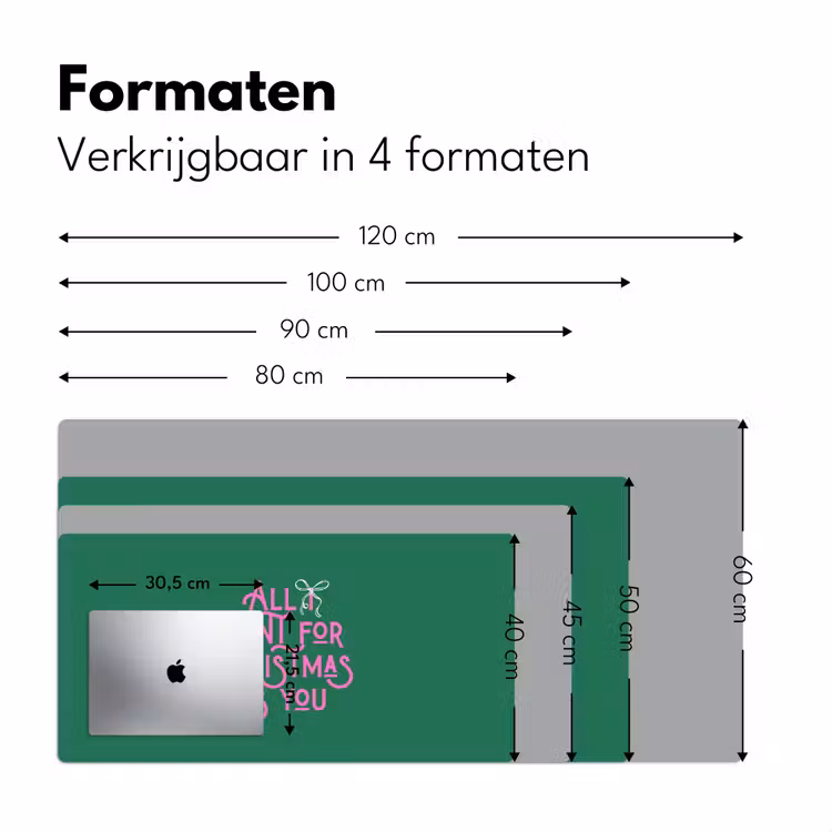 Bureau onderlegger - Kerst - Tekst - Roze - Groen — 8