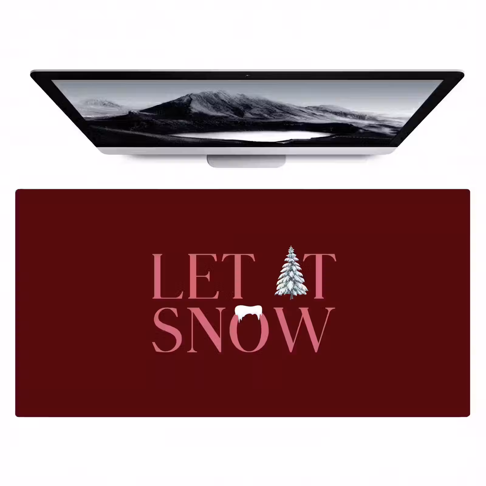 Bureau onderlegger - Tekst - Kerst - Sneeuw - Roze — 1