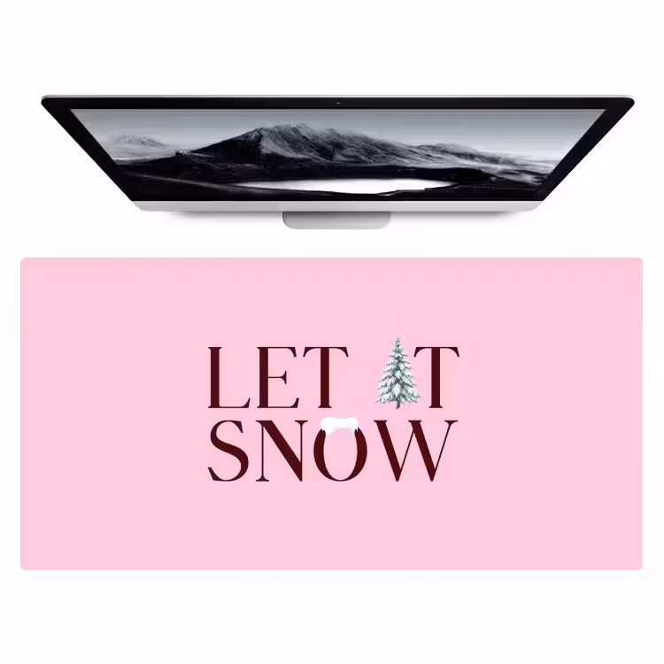 Bureau onderlegger - Kerst - Tekst - Sneeuw - Roze — 1
