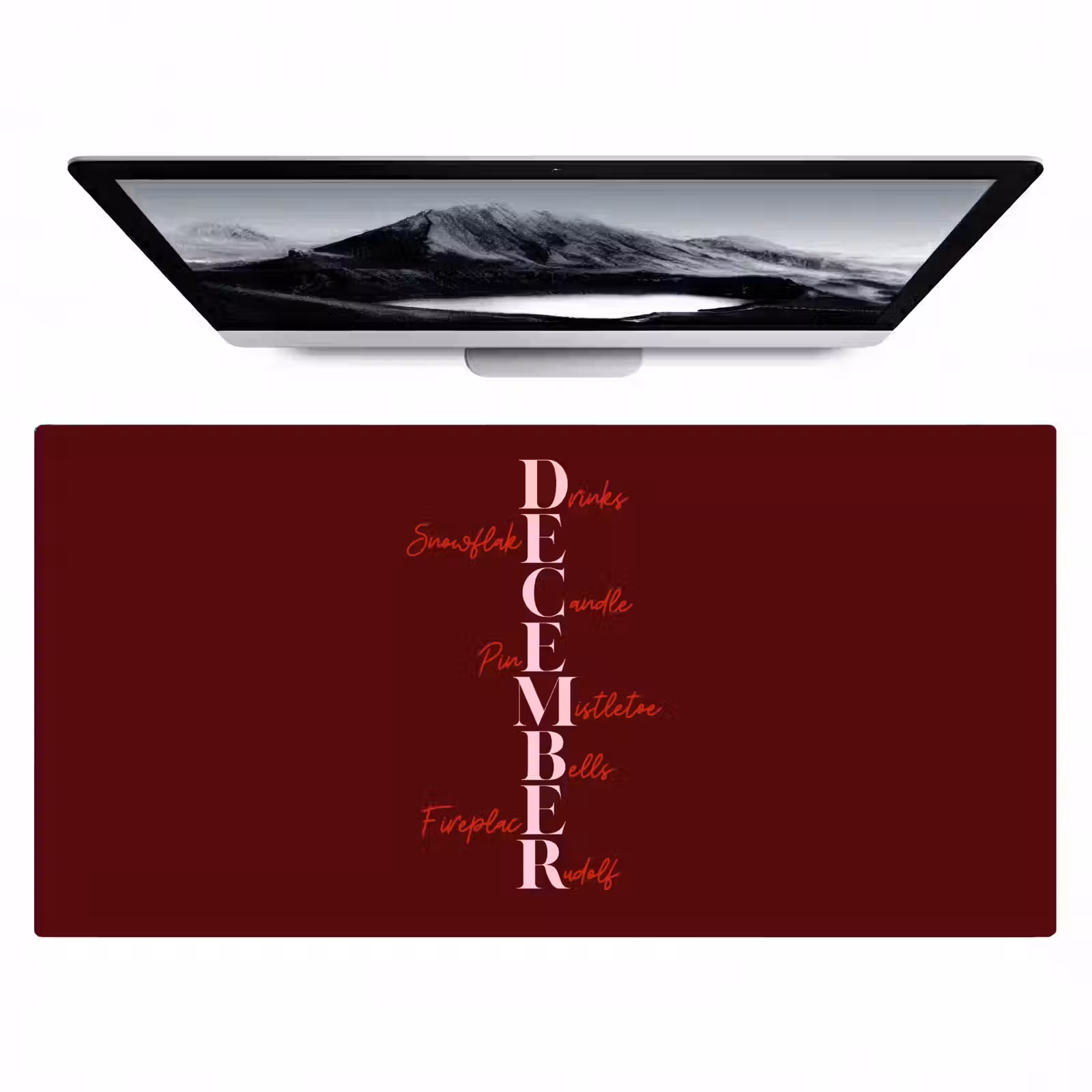 Bureau onderlegger - December - Tekst - Kerst - Burgundy — 1