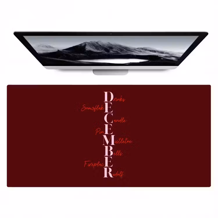 Bureau onderlegger - December - Tekst - Kerst - Burgundy — 1