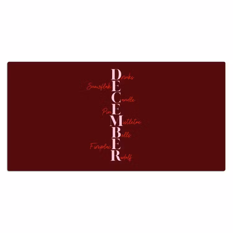 Bureau onderlegger - December - Tekst - Kerst - Burgundy — 2
