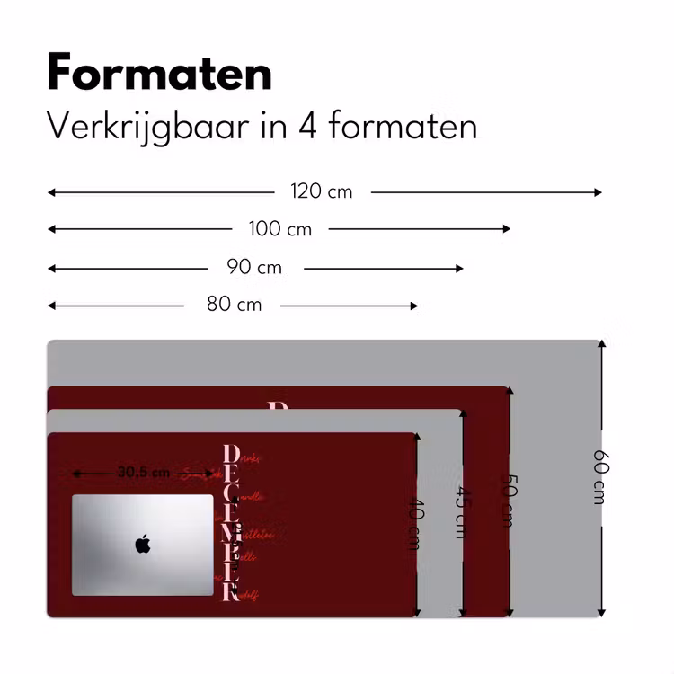 Bureau onderlegger - December - Tekst - Kerst - Burgundy — 8