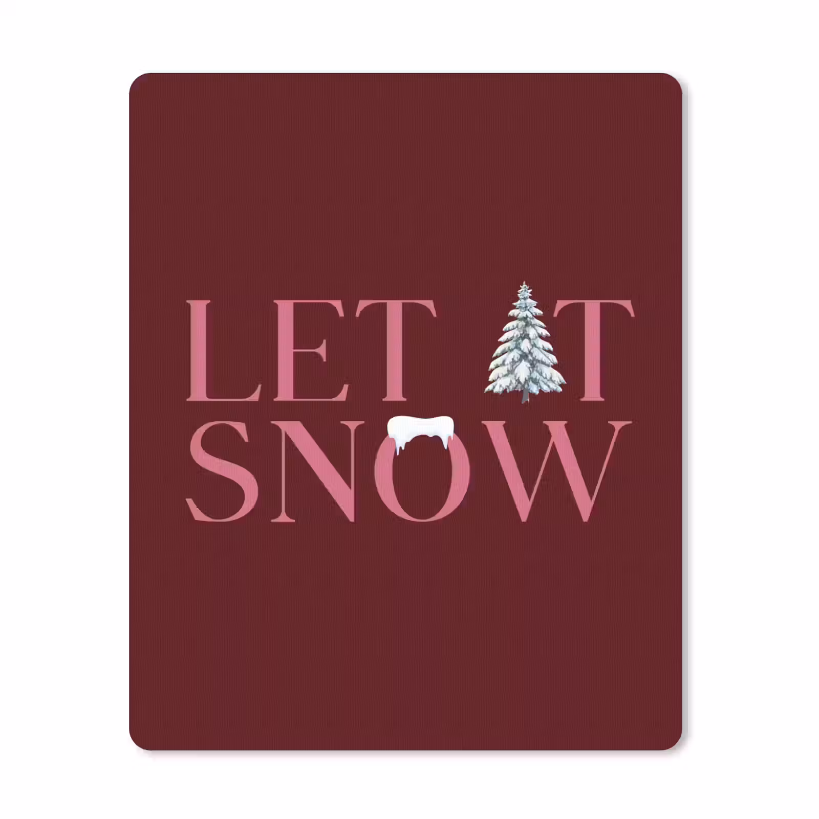 Muismat - Tekst - Kerst - Sneeuw - Roze — 1