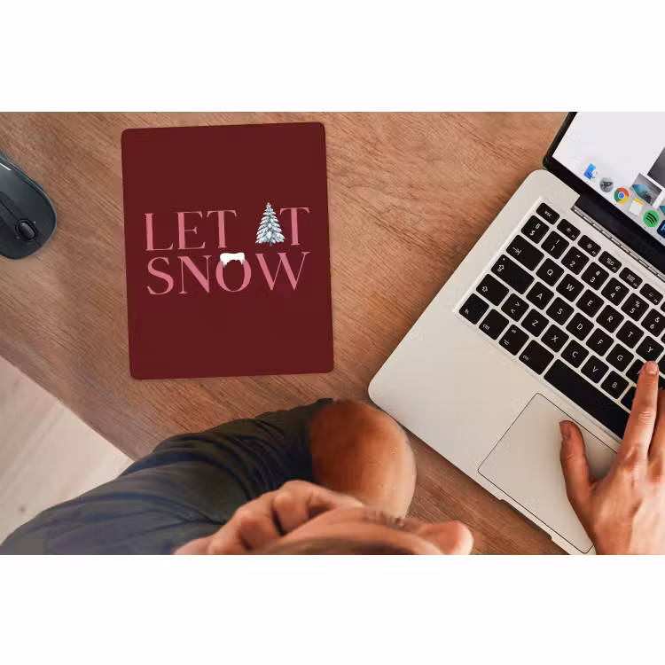Muismat - Tekst - Kerst - Sneeuw - Roze — 2