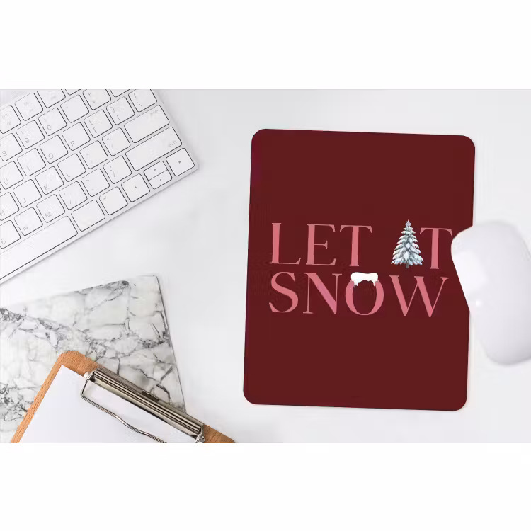 Muismat - Tekst - Kerst - Sneeuw - Roze — 4