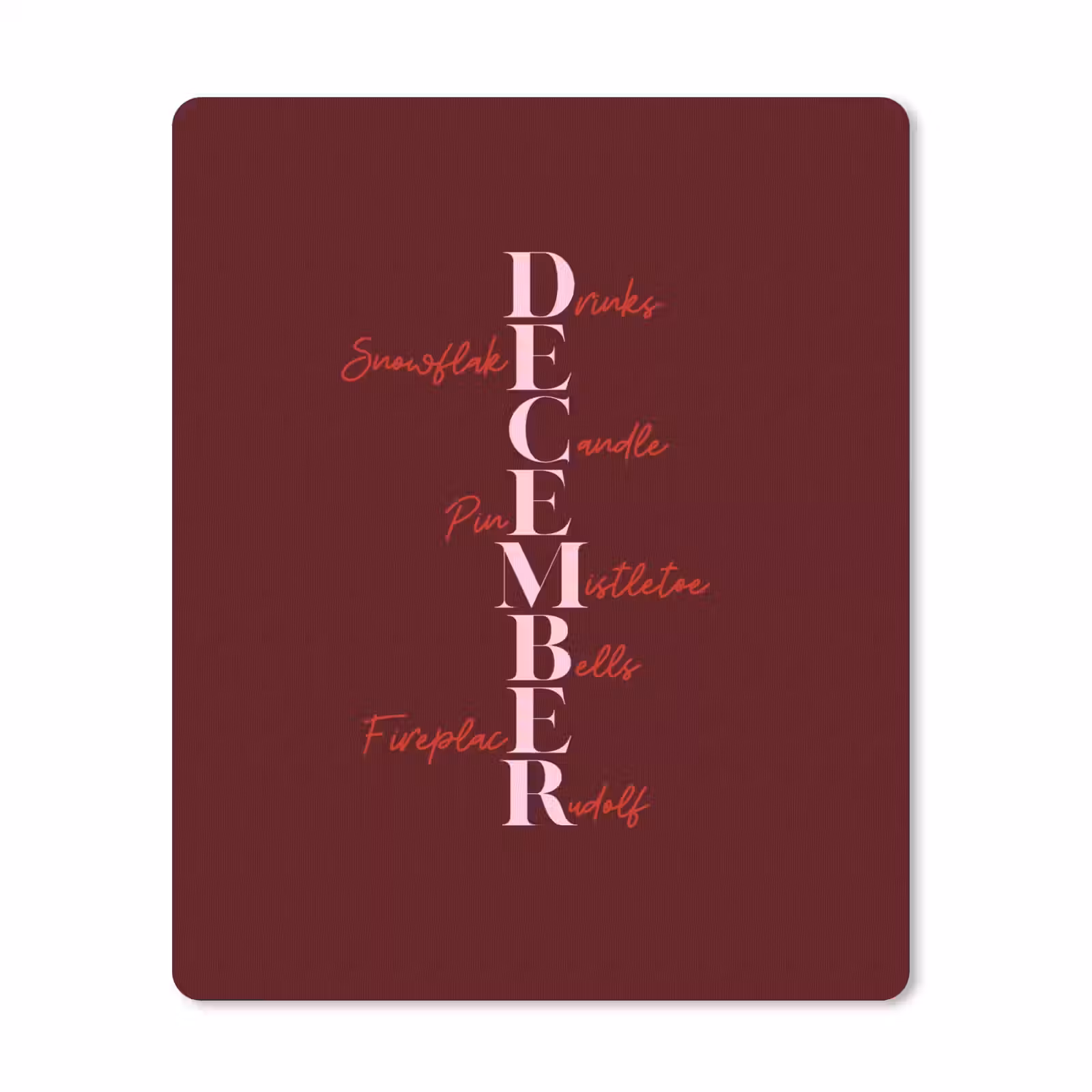 Muismat - December - Tekst - Kerst - Burgundy — 1