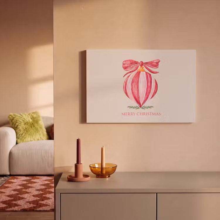 Canvas schilderij - Kerst - Kerstbal - Tekst — 1