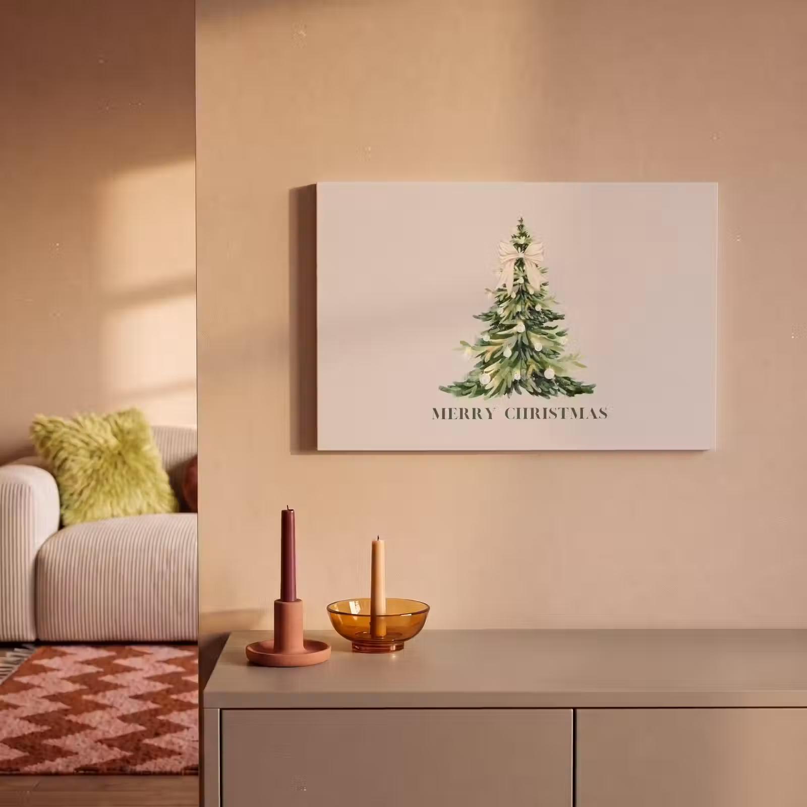 Canvas schilderij - Kerst - Kerstboom - Tekst — 1