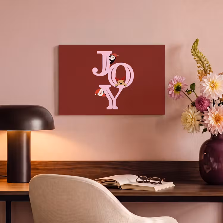 Canvas schilderij - Joy - Kerst - Animatie - Rood - Roze — 3
