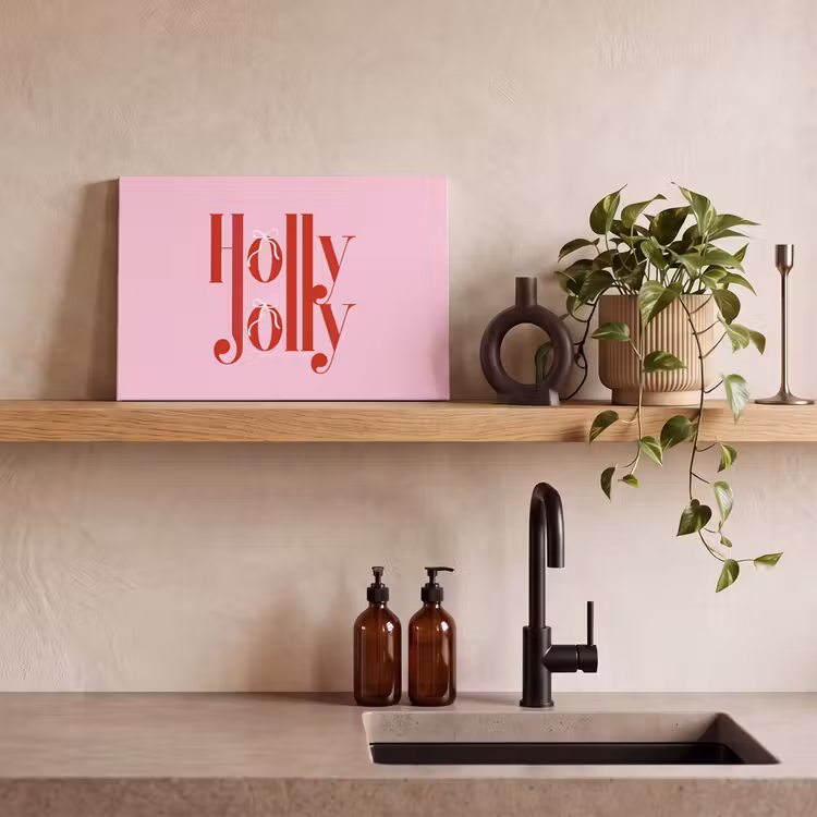 Canvas schilderij - Kerst - Tekst - Rood - Roze — 2
