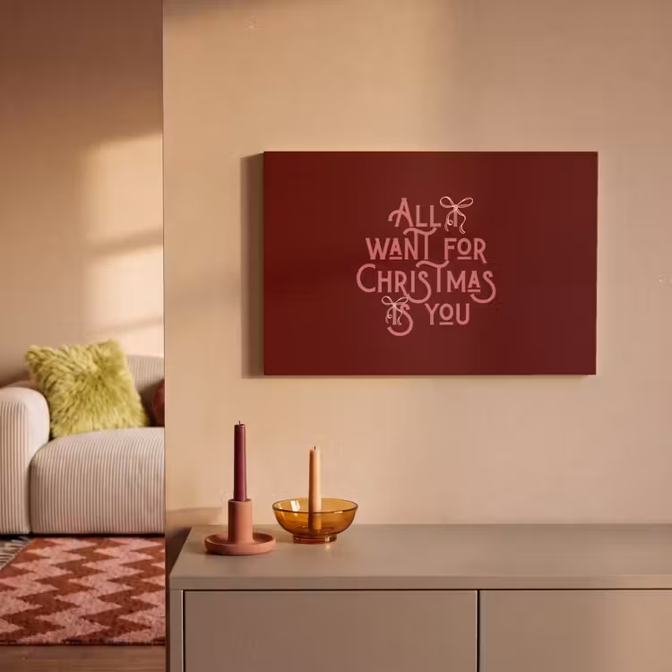 Canvas schilderij - Tekst - Kerst - Rood - Roze — 1