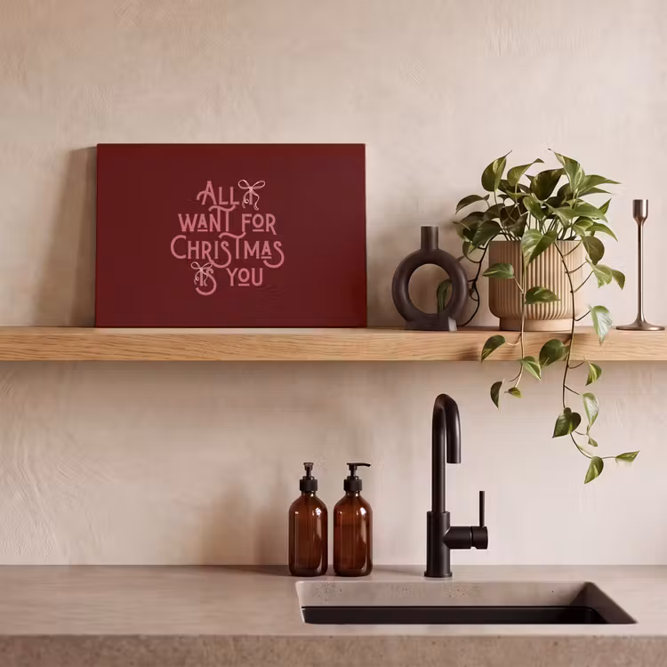 Canvas schilderij - Tekst - Kerst - Rood - Roze — 2