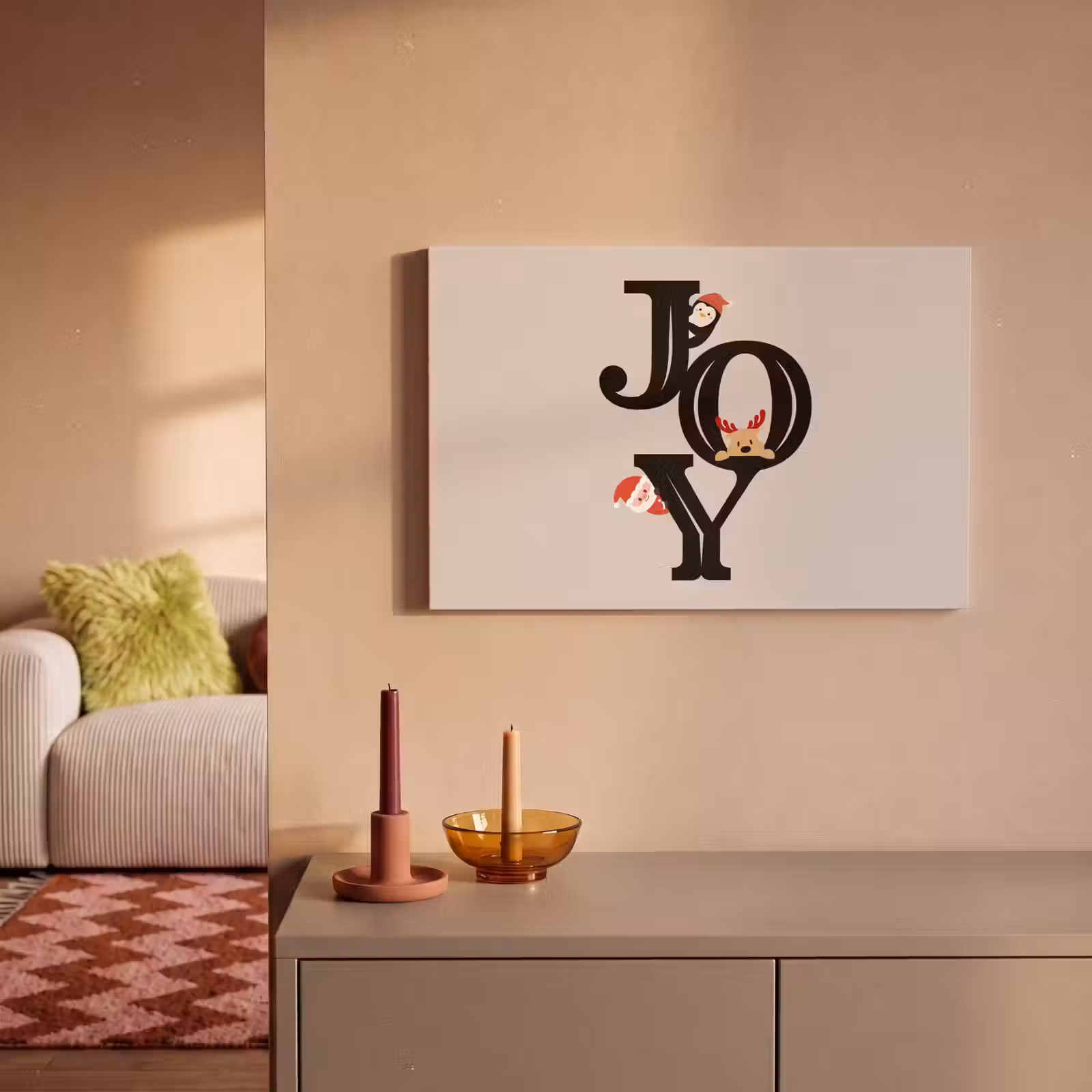 Canvas schilderij - Joy - Animatie - Zwart - Kerst — 1