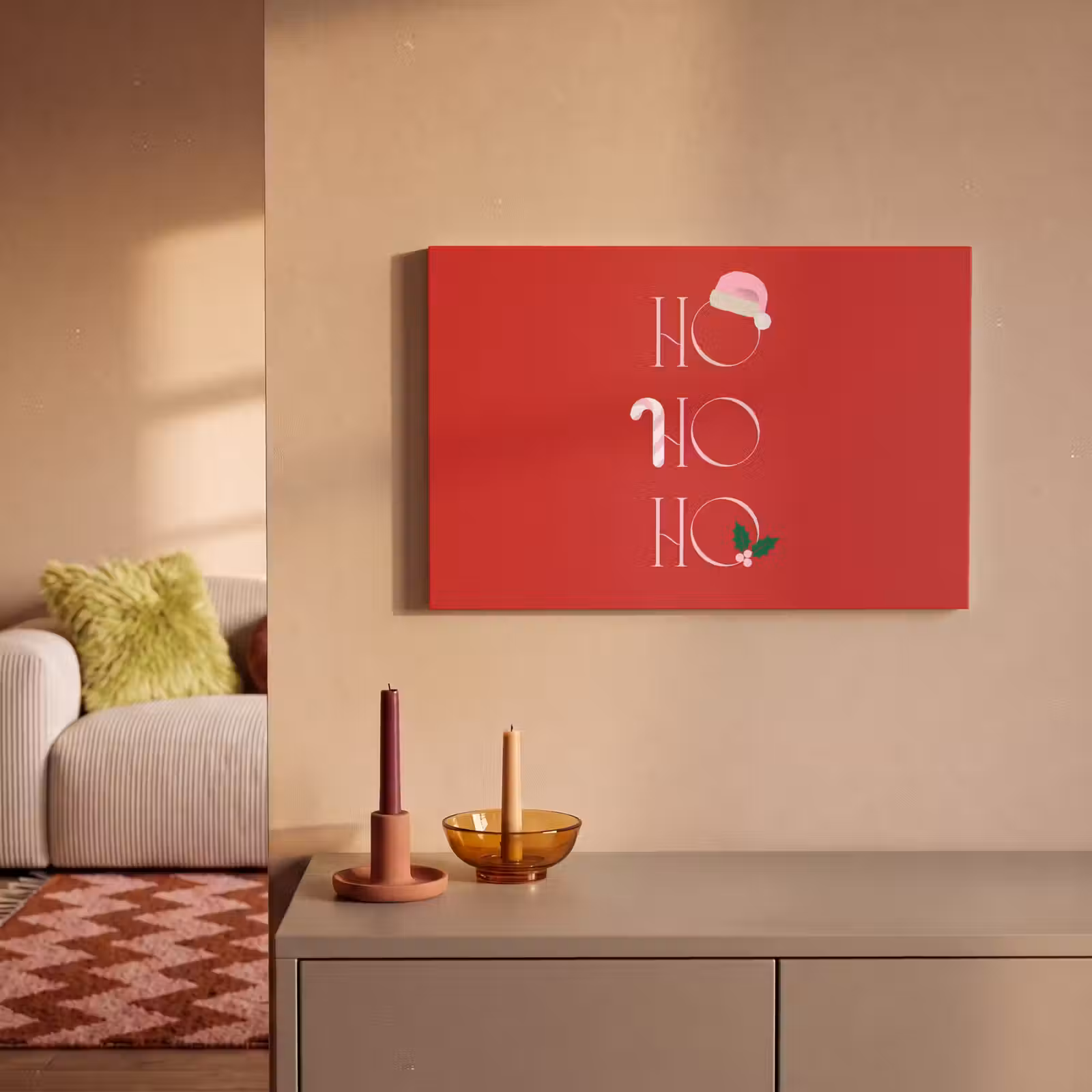Canvas schilderij - Kerst - Tekst - illustratie - Rood — 1