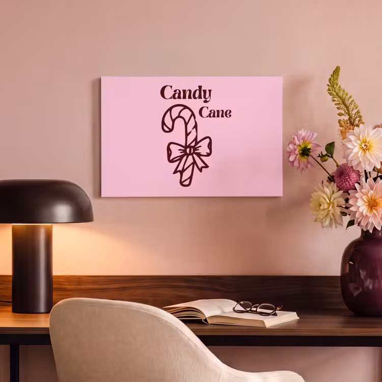 Canvas schilderij - Kerst - Snoep - Tekst - Bruin - Roze — 3