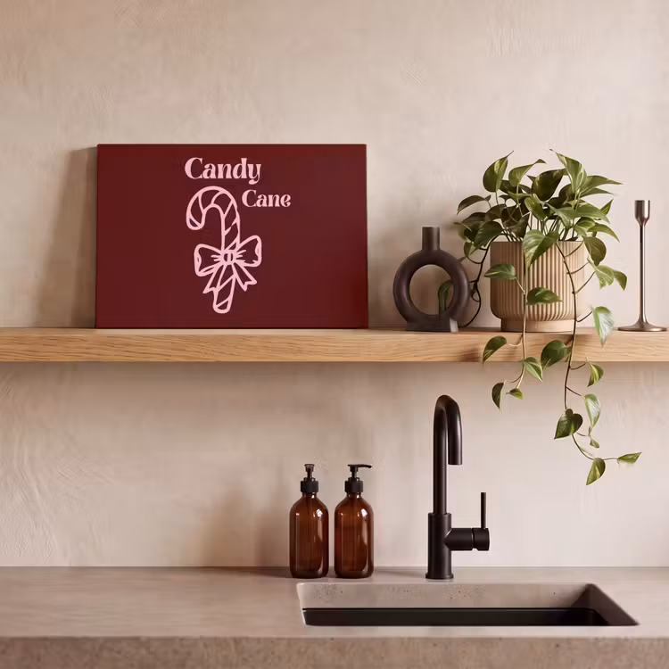 Canvas schilderij - Kerst - Snoep - Tekst - Roze — 2