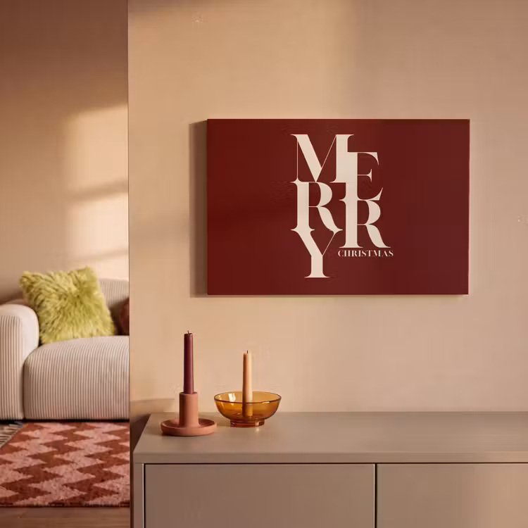 Canvas schilderij - Merry - Tekst - Donker - Rood — 1