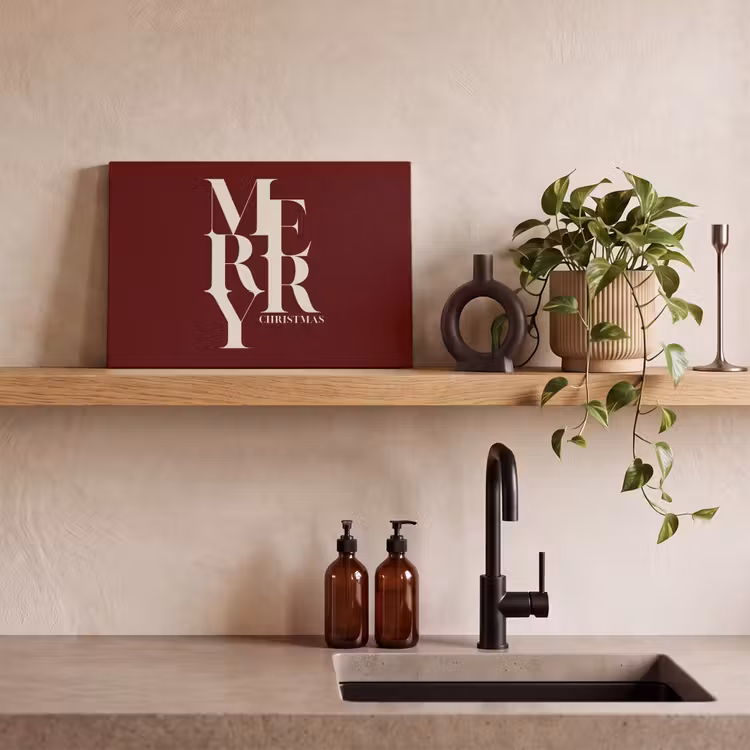 Canvas schilderij - Merry - Tekst - Donker - Rood — 2
