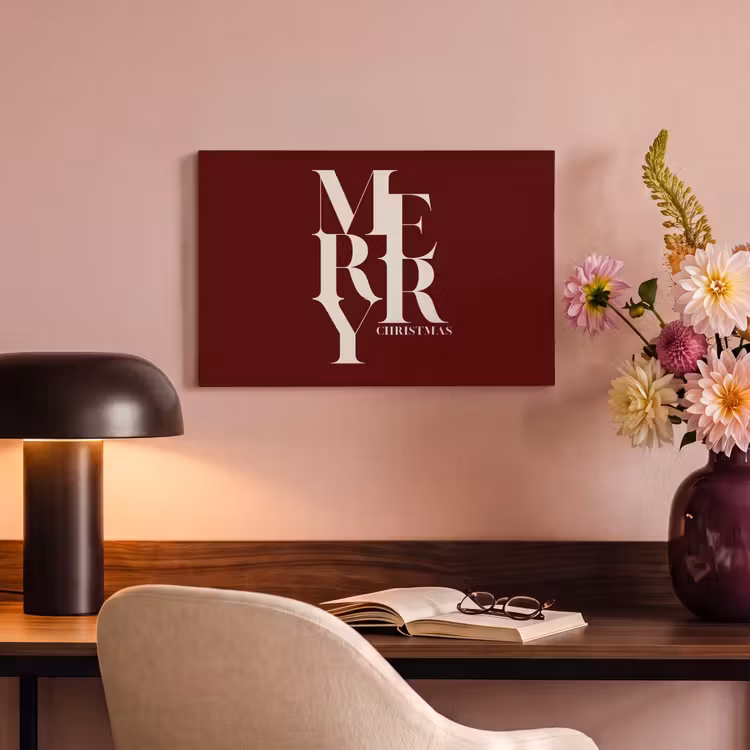 Canvas schilderij - Merry - Tekst - Donker - Rood — 3