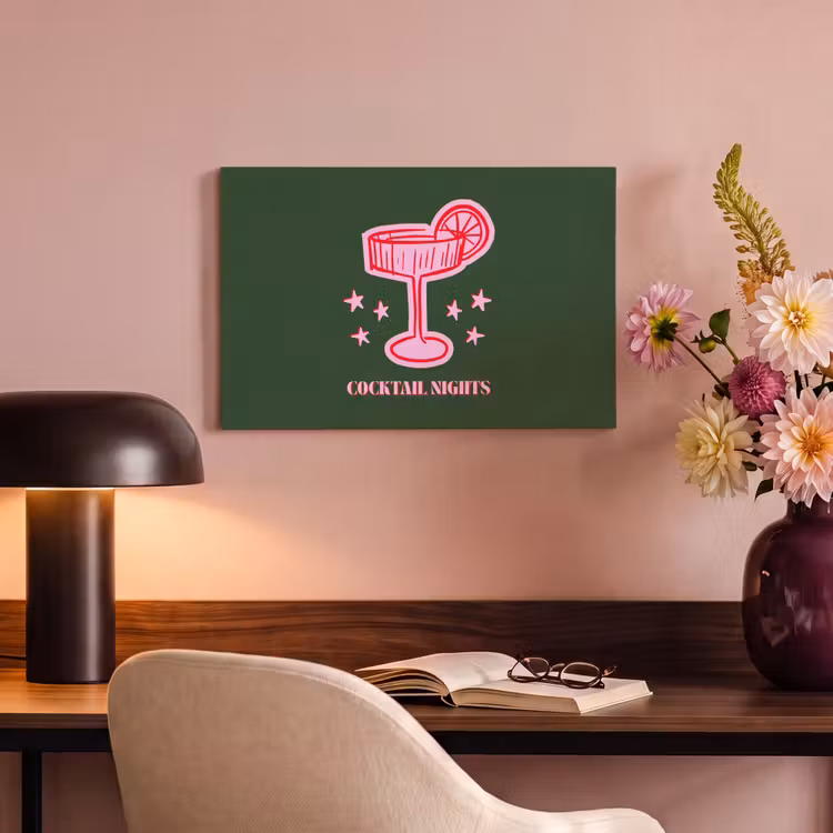 Canvas schilderij - Cocktail - Kerst - Roze - Groen — 3