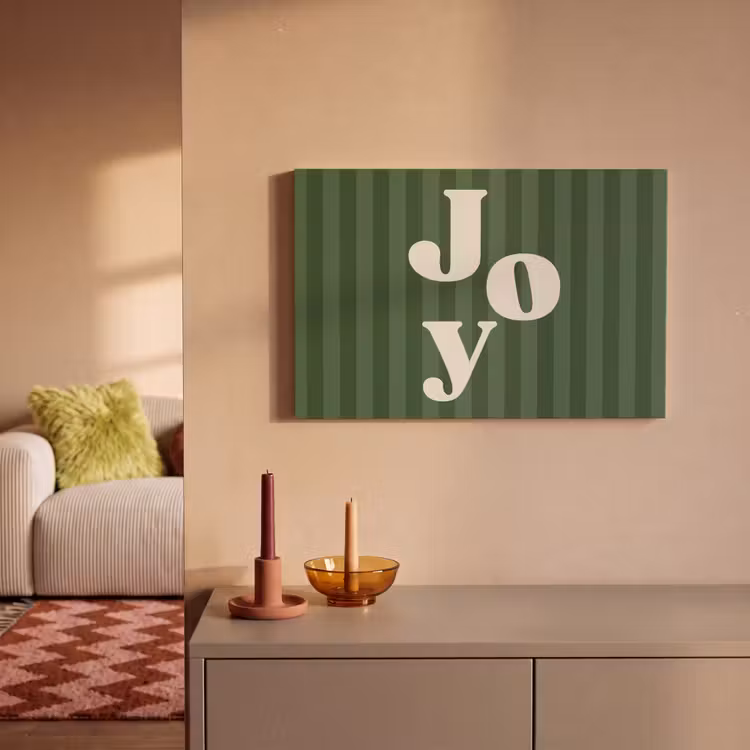 Canvas schilderij - Joy - Kerst - Tekst - Groen — 1