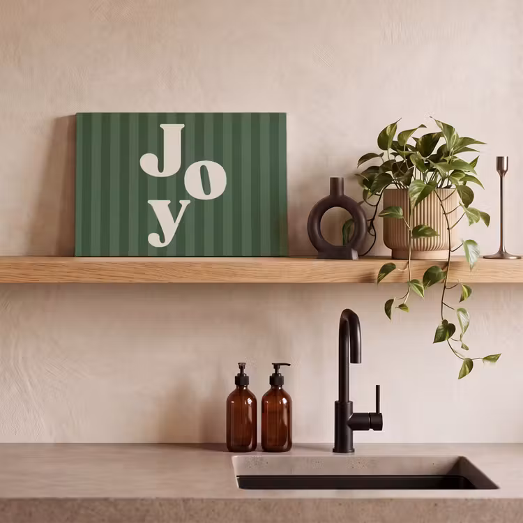 Canvas schilderij - Joy - Kerst - Tekst - Groen — 2