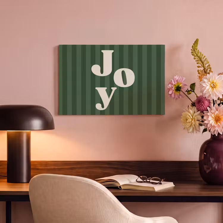 Canvas schilderij - Joy - Kerst - Tekst - Groen — 3