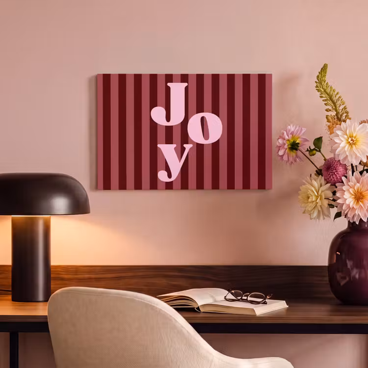 Canvas schilderij - Joy - Kerst - Tekst - Roze — 3